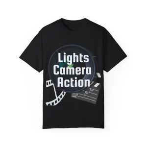 Unisex Garment-Dyed T-Shirt - Lights Camera Action Movie Tee
