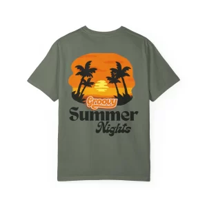 Groovy Summer Nights T-Shirt, Relaxed Fit Tee, Vintage Summer Apparel, Beach Party Shirt, Casual Summer Fashion, Trendy Gift