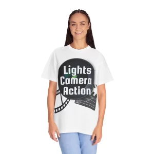 Lights Camera Action Unisex T-Shirt - Perfect for Film Lovers & Cinema Fans