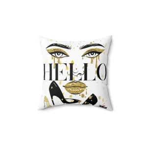 Chic Fashionista Pillow - "Hello" Decorative Cushion for Glamorous Home Decor