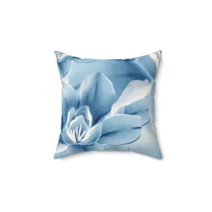 Blue Floral Spun Polyester Square Pillow - Elegant Home Decor for Relaxing Spaces