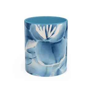 Blue Floral Accent Coffee Mug - 11oz & 15oz