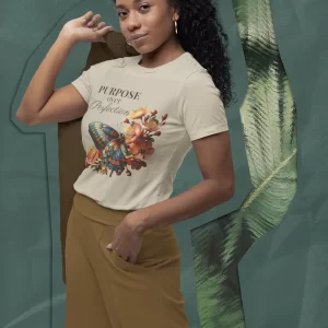 Purpose Over Perfection Unisex Softstyle T-Shirt - Inspirational Butterfly Design