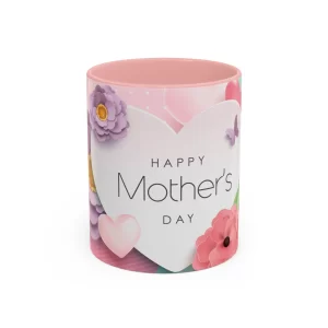 Happy Mother's Day Accent Coffee Mug - Floral Design, 11oz & 15oz