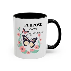 Purpose Over Perfection Floral Coffee Mug - Inspirational Gift for Creatives & Dreamers