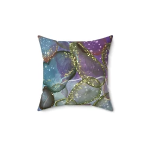Elegant Art Deco Square Pillow - Colorful Bubble Design for Home Decor