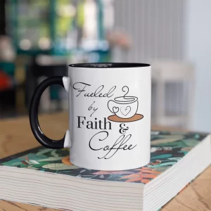 Fueled by Faith & Coffee Accent Mug - Inspirational Mug for Coffee Lovers