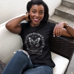Saved by Grace Butterfly T-Shirt - Women's Inspirational Tee