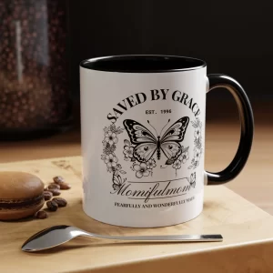 Coffee Mug - Saved By Grace Inspirational Butterfly Design - Perfect Gift for Moms, Kitchen Decor