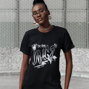 Graffiti T-Shirt with 'In His Image' Bible Quote, Urban Streetwear